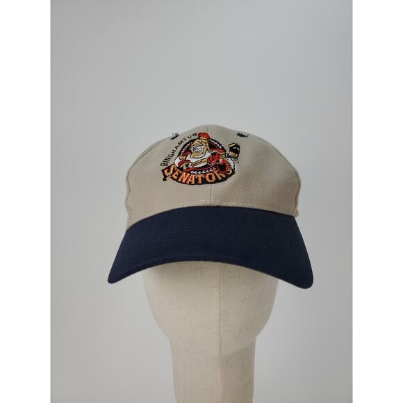 Binghamton Senators Hockey Stadium Giveaway Snapback Hat Cap Tan Blue Logo - Picture 2 of 9